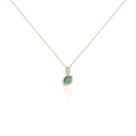 YANICA Damen Collier Silber vergoldet 925 Glas T&uuml;rkis Mandel - Halsketten Damen | OROVIVO