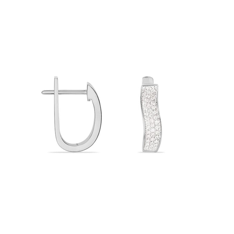 Damen Creolen Weißgold 750 Diamant 0,28ct Welle Glimmer 11,00mm 4,55mm  - Creolen Damen | OROVIVO