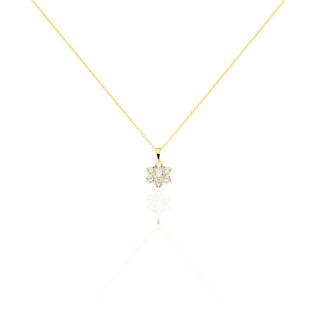 Damen Collier Gold 375 Zirkonia Blume Pentas - Halsketten Damen | OROVIVO
