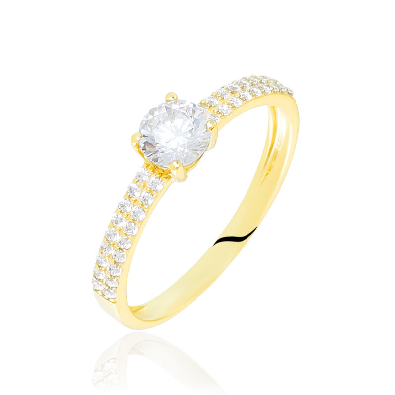 DAYNA Damen Ring Gold 375 (9 Karat) Zirkonia Wei&szlig; - Verlobungsringe Damen | OROVIVO