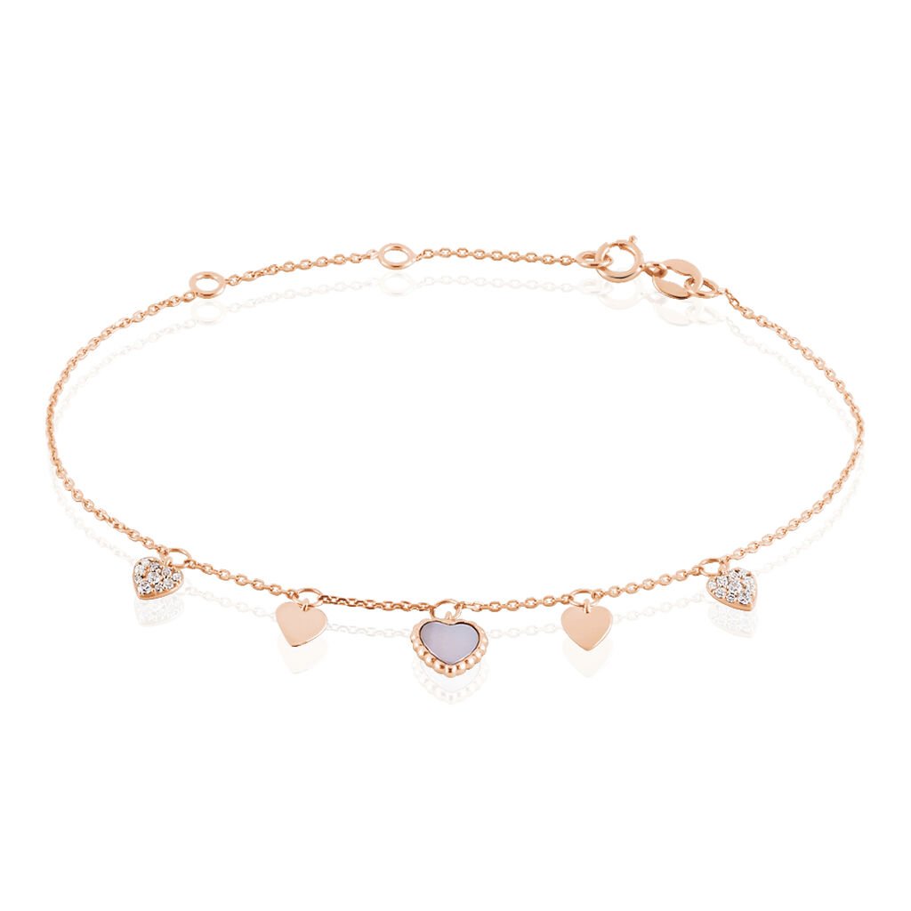 RHEA Damen Armband Rosegold 375 (9 Karat) Zirkonia Wei&szlig; 0,03 ct Herz