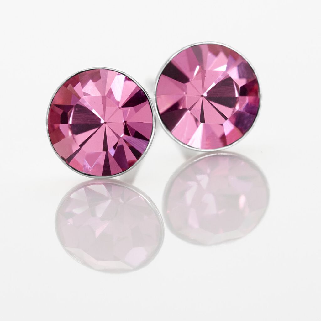 Damen Ohrstecker Silber Silber 925 Kristall Ros&eacute;