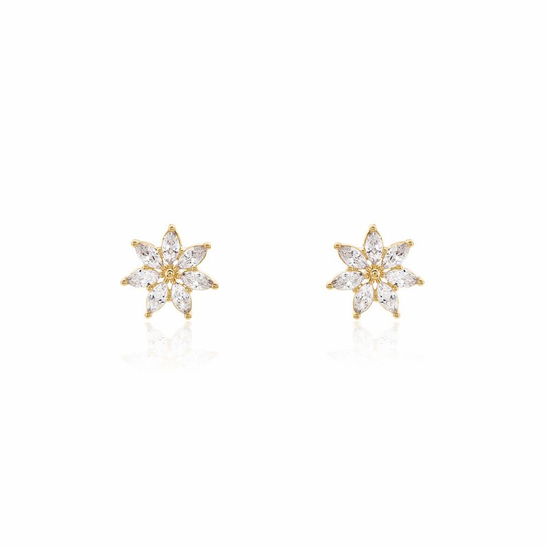 Boucles D'oreilles Puces Mia 23 Plaqué Or Doré Oxyde De Zirconium - Spannringe Damen | OROVIVO