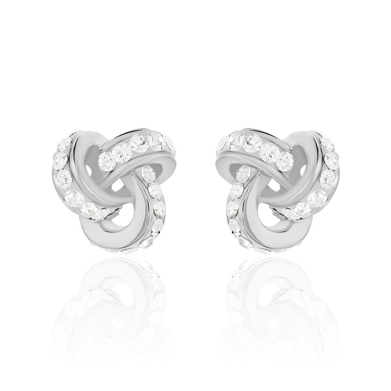 ALBANNE KNOTEN 3 Damen Ohrstecker Silber 925 Strass Wei&szlig; Spirale - Ohrstecker Damen | OROVIVO