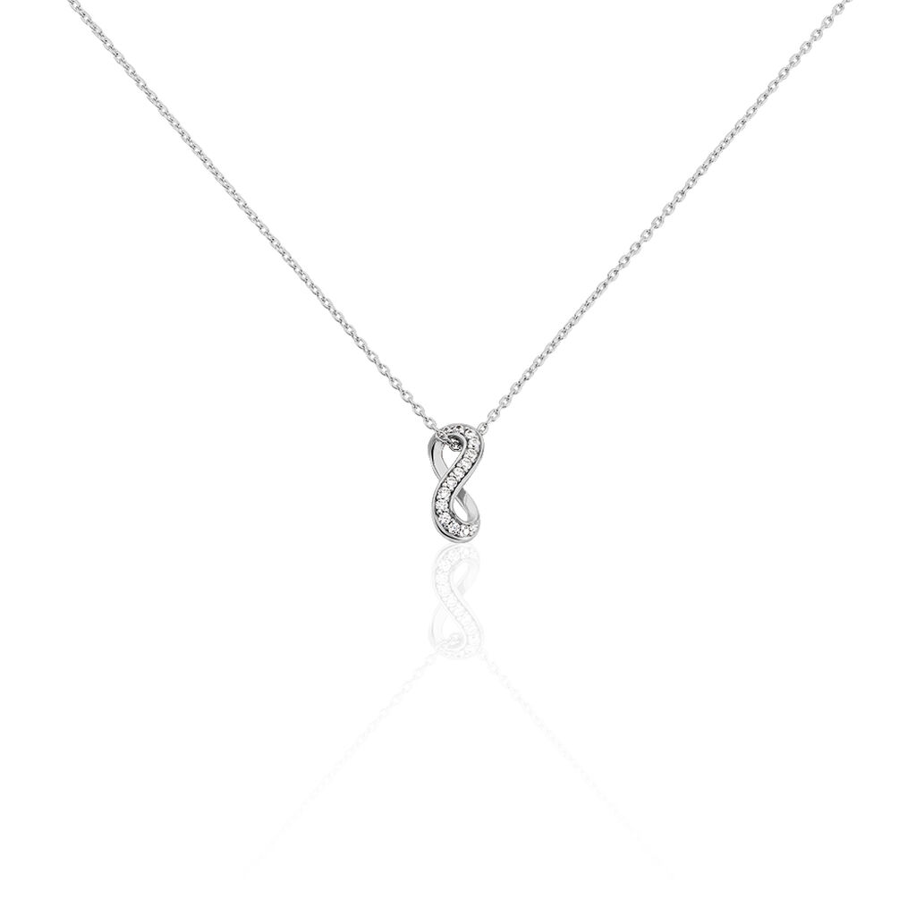BERTA 3 Damen Collier Silber 925 Zirkonia Weiß Unendlichkeit, Collier mit Stein
