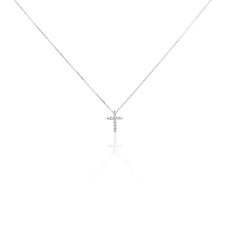 Damen Collier Weißgold 375 Diamant 0,23ct Crosseda 45cm - Halsketten Damen | OROVIVO