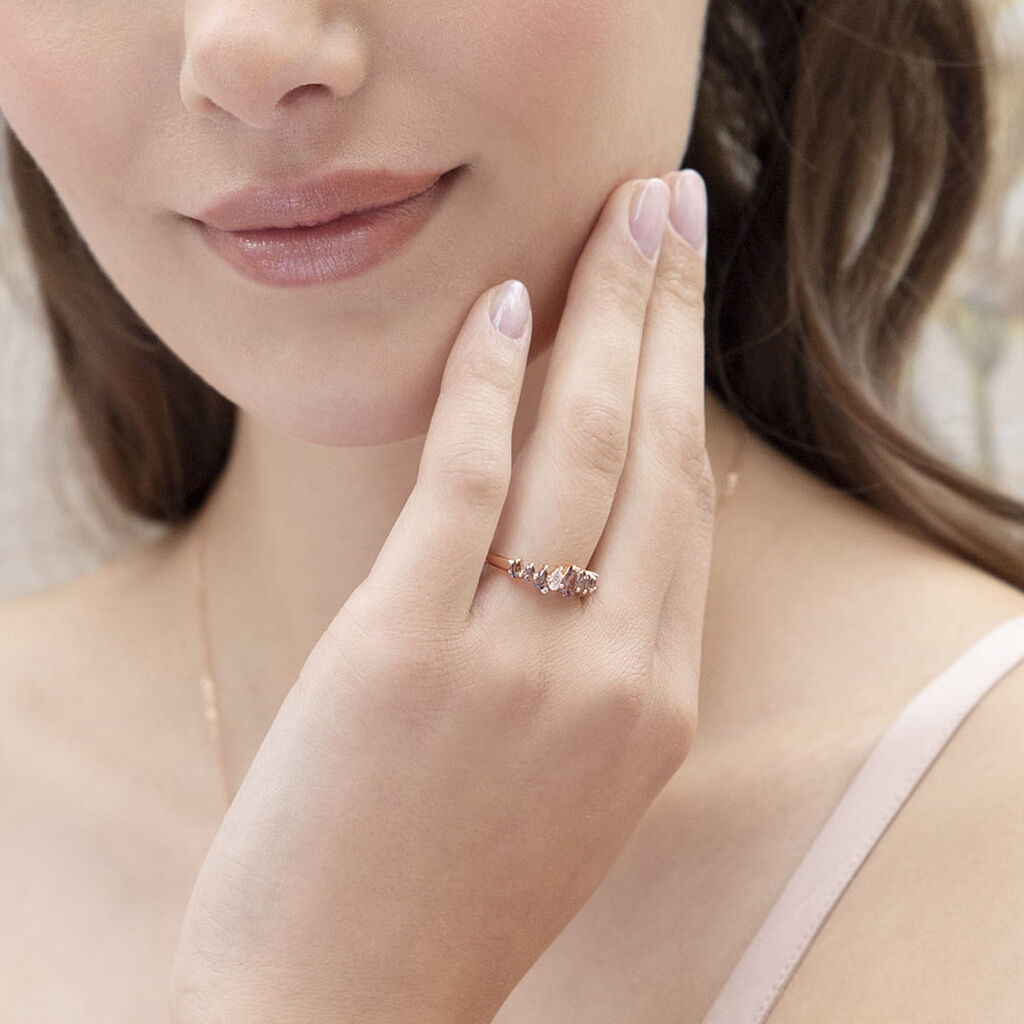 Pavéring Silber 925 Rosé Vergoldet Rosa Zirkonia - Hochzeitsringe Damen | OROVIVO