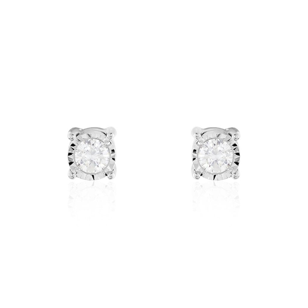 Damen Ohrstecker Weißgold 375 Diamant 0,08ct Viereck Illusion Pastille  - Ohrstecker Damen | OROVIVO