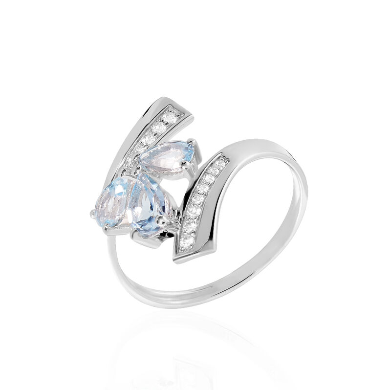 Bague Or Weiss Dahlia Topaze Fleur Oxyde - Spannringe Damen | OROVIVO