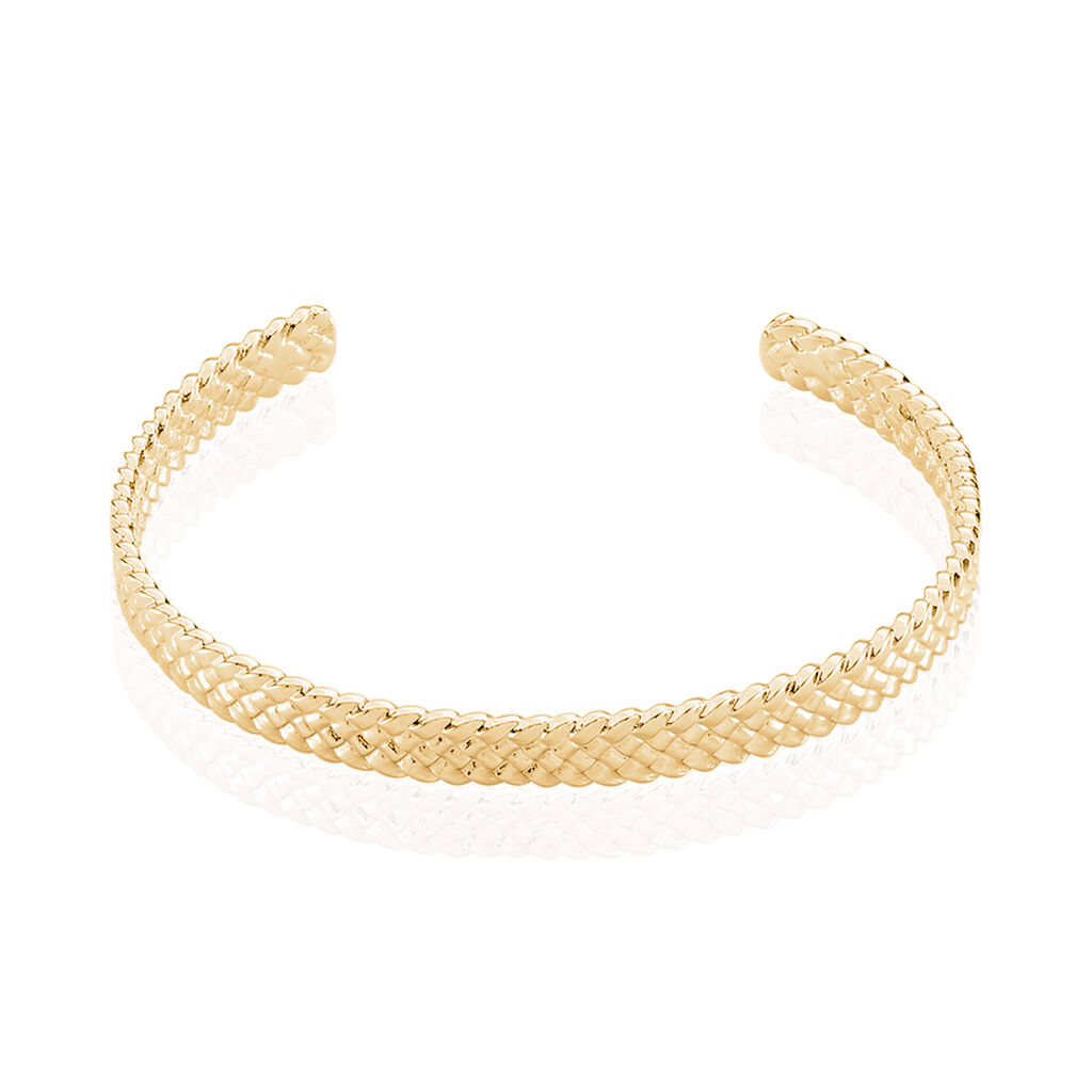 Jonc Plaque Or Lilya Ouvert Effet Tresse - Spannringe Damen | OROVIVO