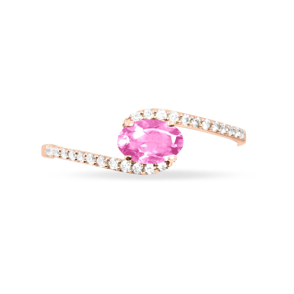 Bague Loriane Or Rose Tourmaline Et Diamant - Spannringe Damen | OROVIVO