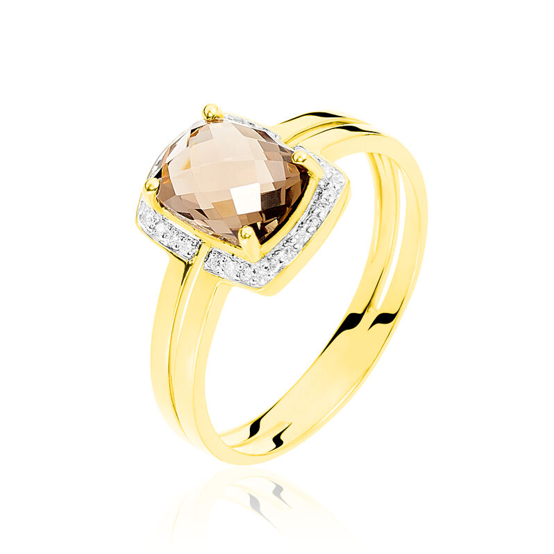Bague Or Jaune Quartz Et Diamant - Spannringe Damen | OROVIVO