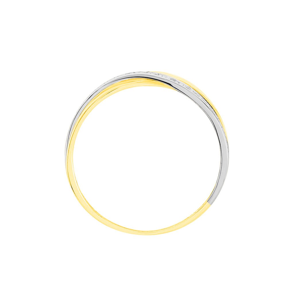 Damen Ring Gold Tricolor 375 Diamant 0,01ct Bici 6,00mm  - Ringe mit Stein Damen | OROVIVO