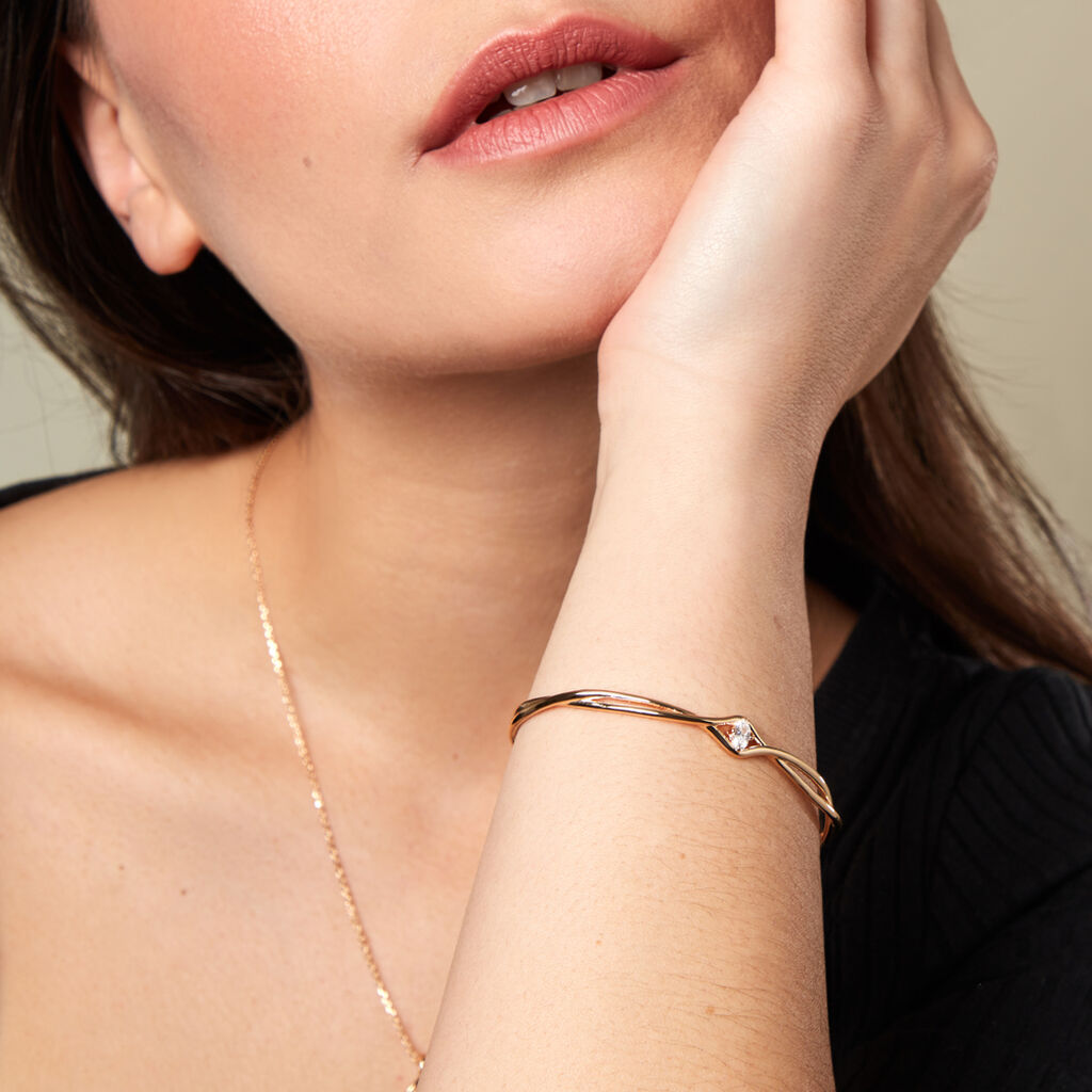 Damen Armreif / Armspange Vergoldet Oval Weiß Remi 58,00mm - Neuheiten Damen | OROVIVO