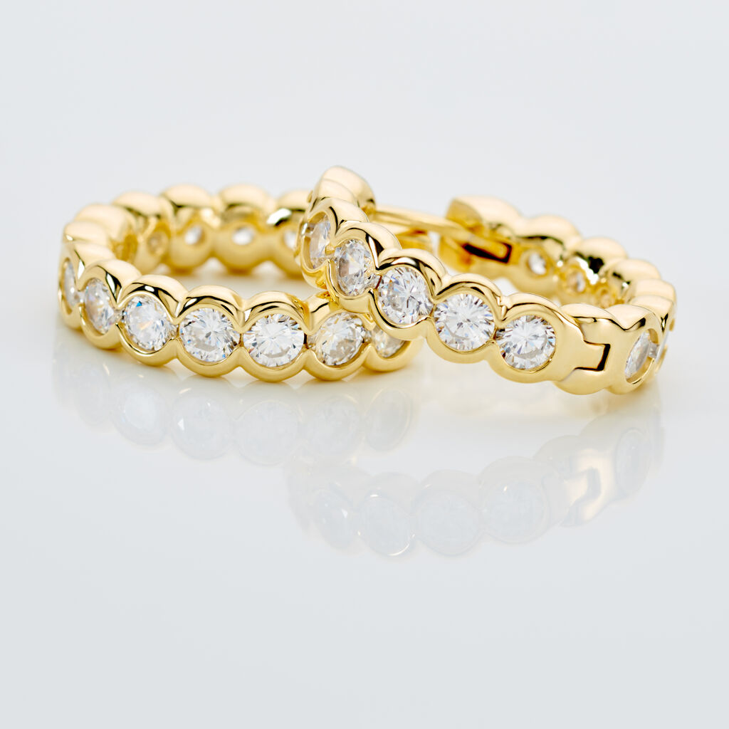 ZARINA Damen Creolen Silber vergoldet 925 Zirkonia Wei&szlig; 3,67 ct Kreis