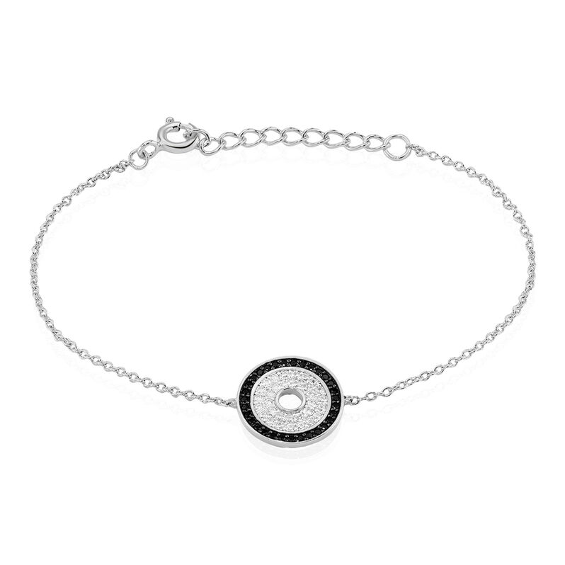 Bracelet Argent Rhodie Brune Cercle Pavage - Spannringe Damen | OROVIVO