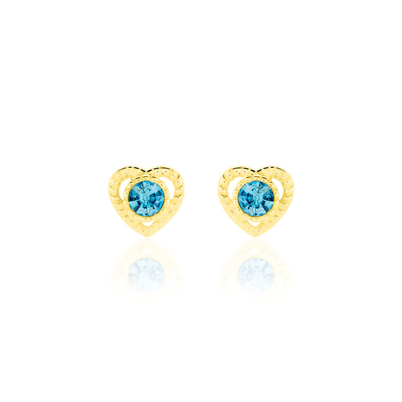 Ohrstecker Gold 333 Blauer Kristall Herz - Ohrstecker Familie | OROVIVO