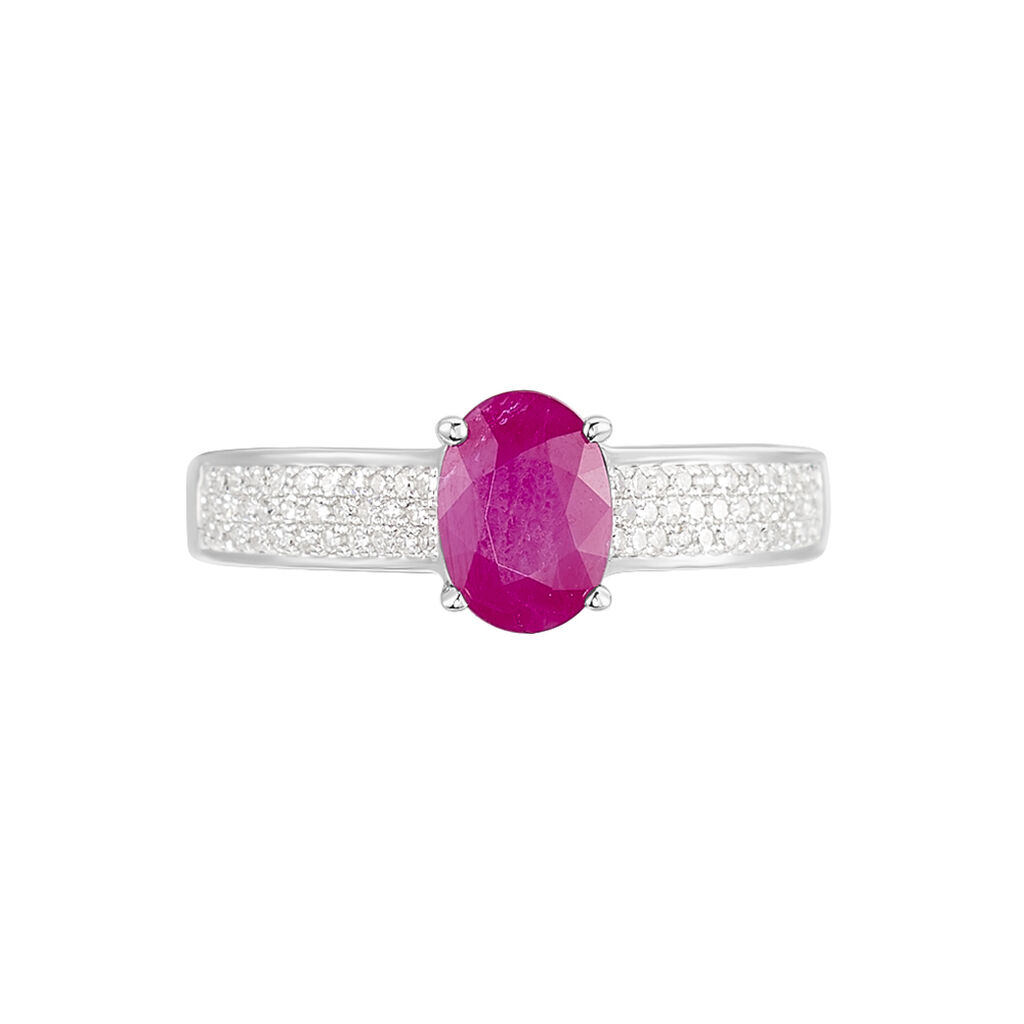Bague Crista Or Blanc Rubis Et Diamant - Spannringe Damen | OROVIVO