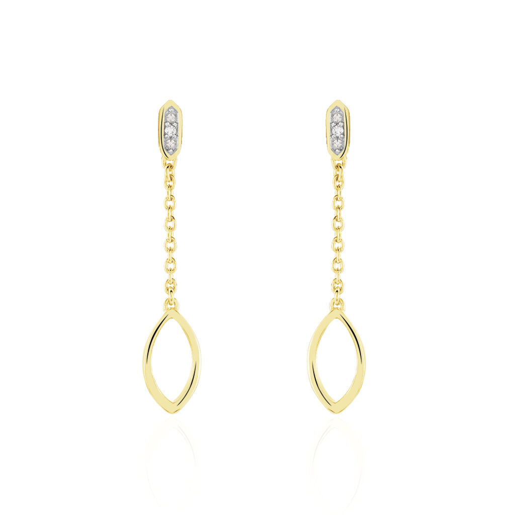 Damen Ohrringe Lang Silber vergoldet 925 Diamant 0,01ct Mandel Varna  - Ohrringe mit Stein Damen | OROVIVO