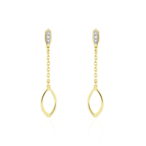 Damen Ohrringe Lang Silber vergoldet 925 Diamant 0,01ct Mandel Varna  - Ohrringe mit Stein Damen | OROVIVO
