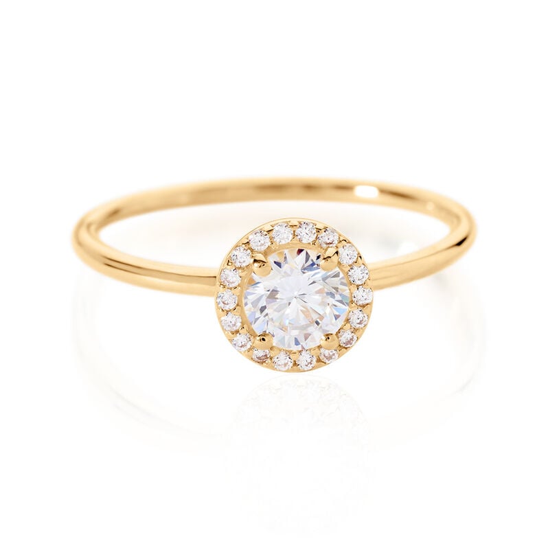 TIRA Damen Ring Gold 375 (9 Karat) Zirkonia Wei&szlig; 0,16 ct - Verlobungsringe Damen | OROVIVO