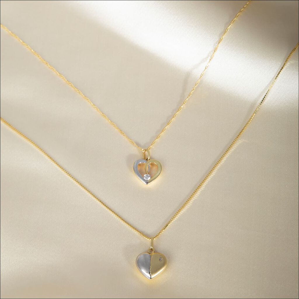 EUDOCIE HERZ 14 Damen Anhänger Gold Bicolor 333 (8 Karat) Herz - Schmuckanhänger Damen | OROVIVO