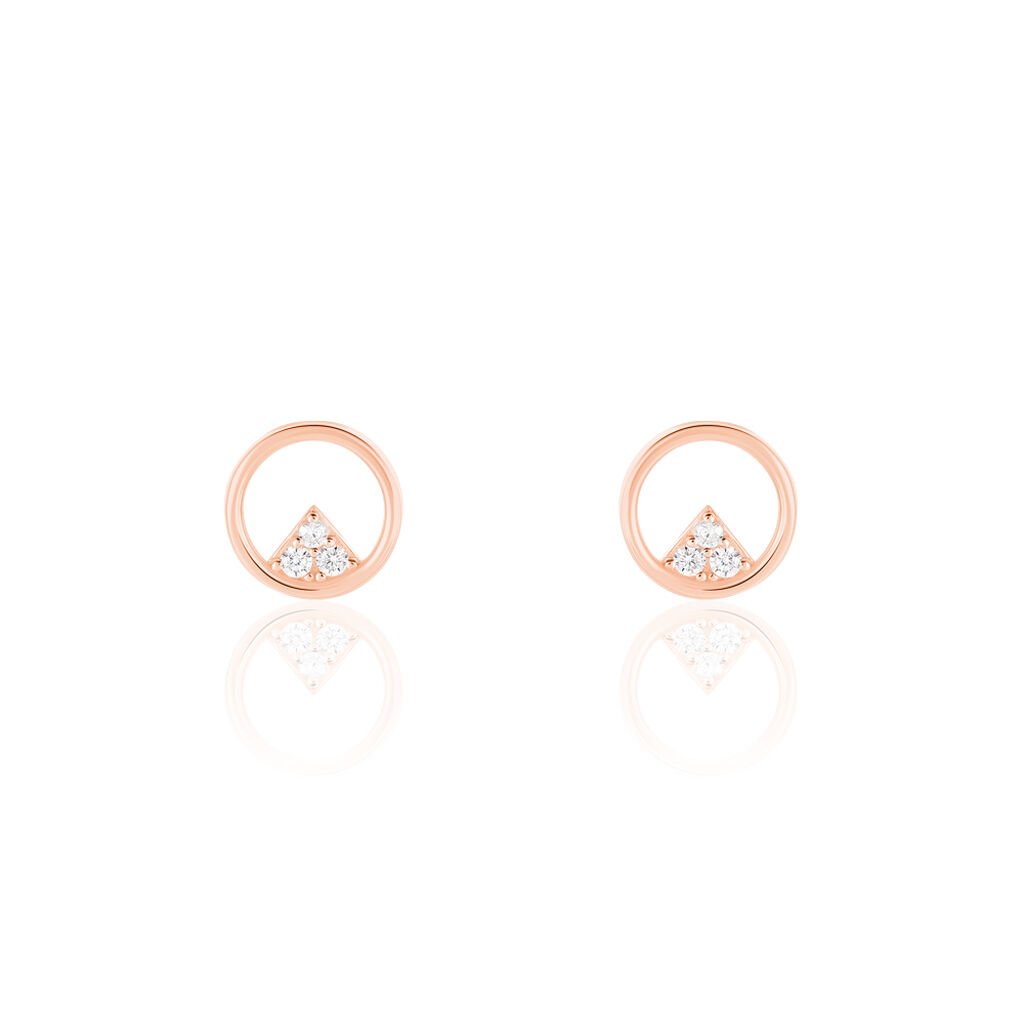 HIGH Damen Ohrstecker Silber rosevergoldet 925 Zirkonia Weiß 0,05 ct Dreieck, Ohrstecker mit Stein