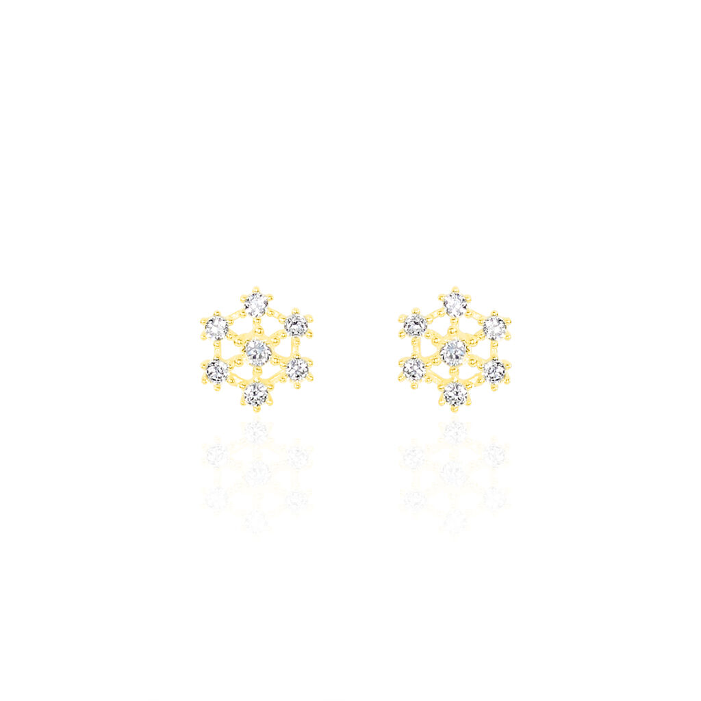 EILEEN FLOCKE Damen Ohrstecker Gold 375 (9 Karat) Zirkonia Weiß 1,55 ct Schneeflocke, Ohrstecker mit Stein