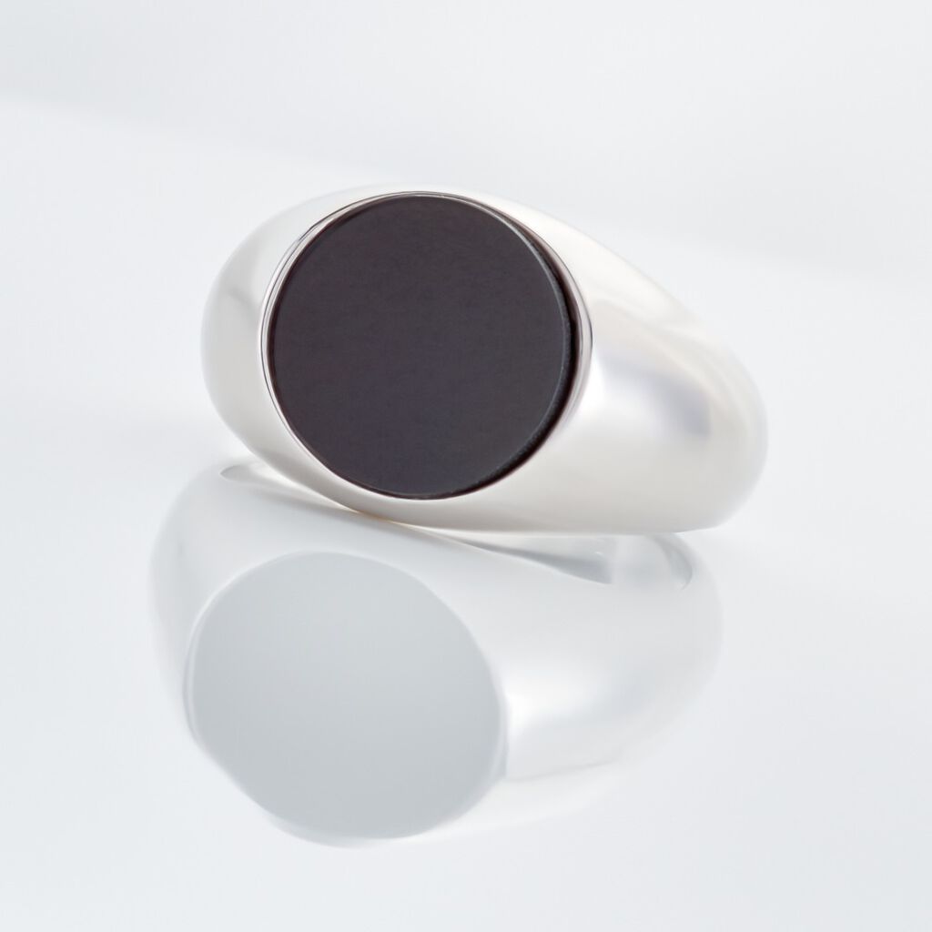 EUGENE Herren Ring Silber Silber 925 Onyx Schwarz B 1,6 mm