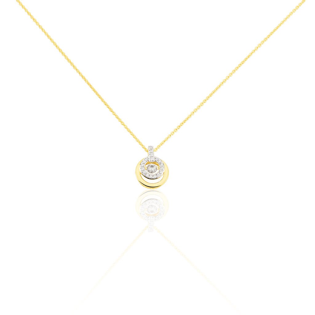 Damen Collier Gold 375 (9 Karat) Zirkonia Wei&szlig; 0,31 ct Kreis