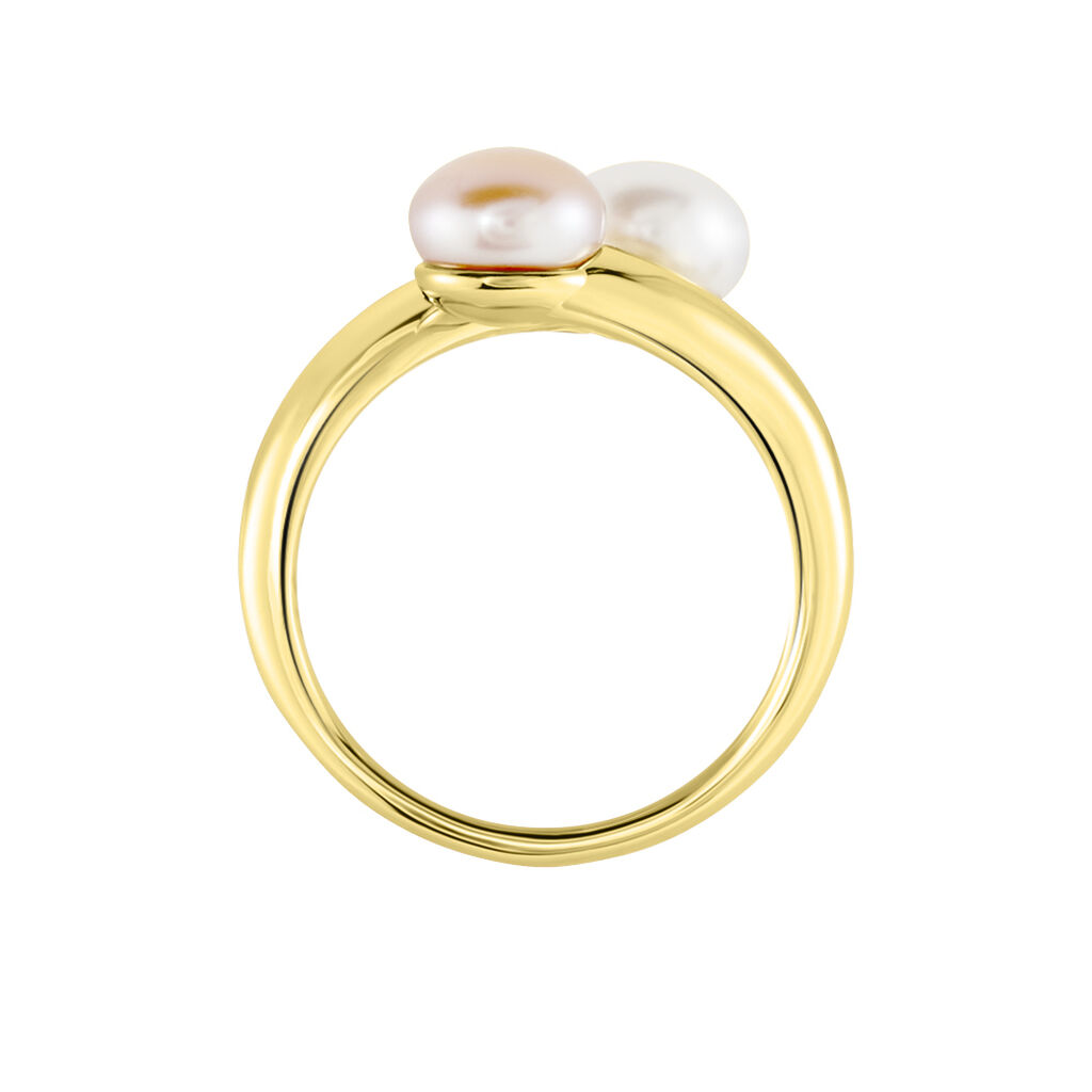 Damen Ring Silber vergoldet 925 Zuchtperle Weiß Perla  - Ringe mit Stein Damen | OROVIVO