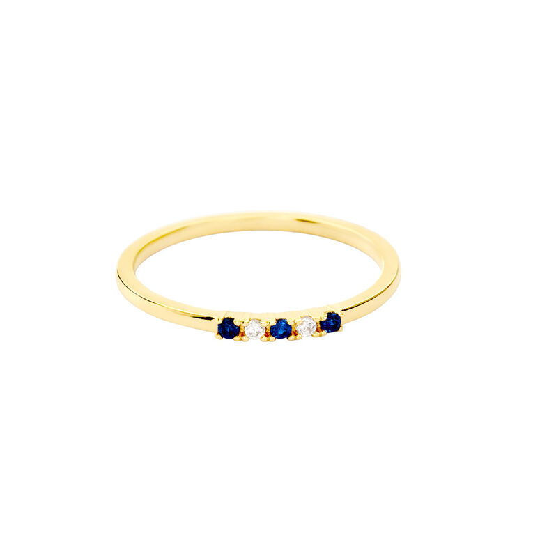 Damen Ring Gold 375 Rund Weiß Cinque Blue - Ringe mit Stein Damen | OROVIVO