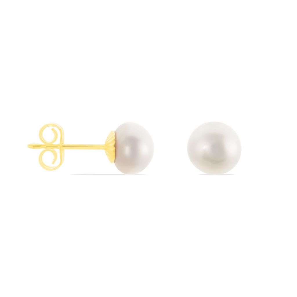 GARA Damen Ohrstecker Gold 585 (14 Karat) Zuchtperle Perlmutt Ball