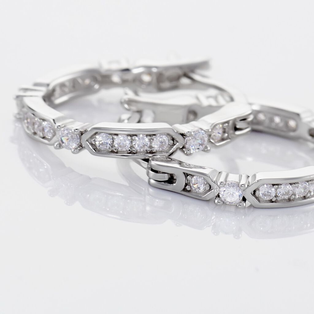 RENATA Damen Creolen Silber Silber 925 Zirkonia Wei&szlig; 0,5 ct