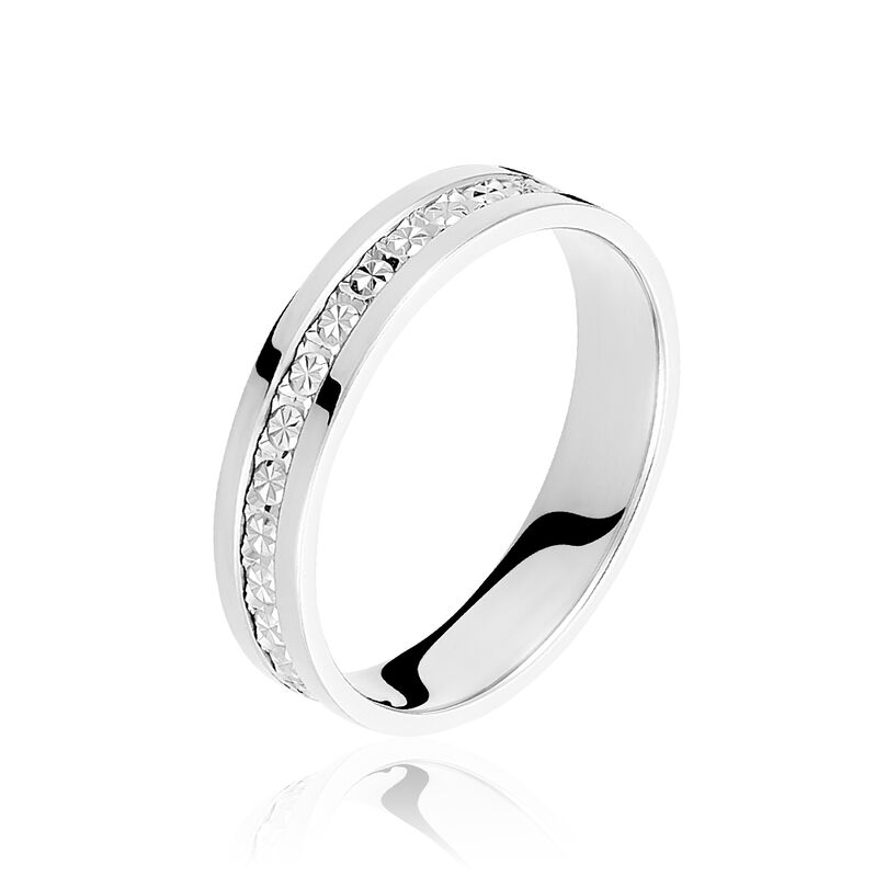 Alliance Fantaisie Diamantee Ruban Plat Or Blanc - Spannringe Unisex | OROVIVO
