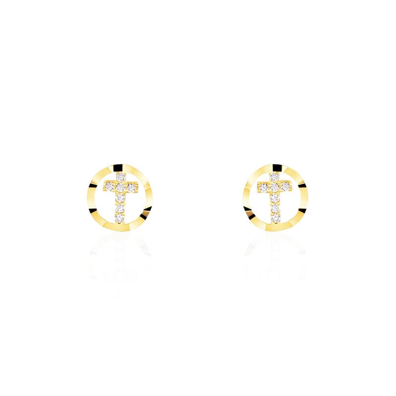 Damen Ohrstecker Gold 375 Zirkonia Kreuz - Ohrstecker Damen | OROVIVO