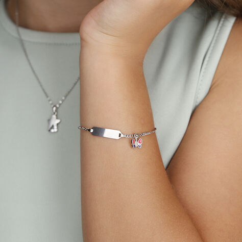 Kinder ID Armband Silber 925 Schmetterling Lila - Personalisiertes Armband Kinder | OROVIVO