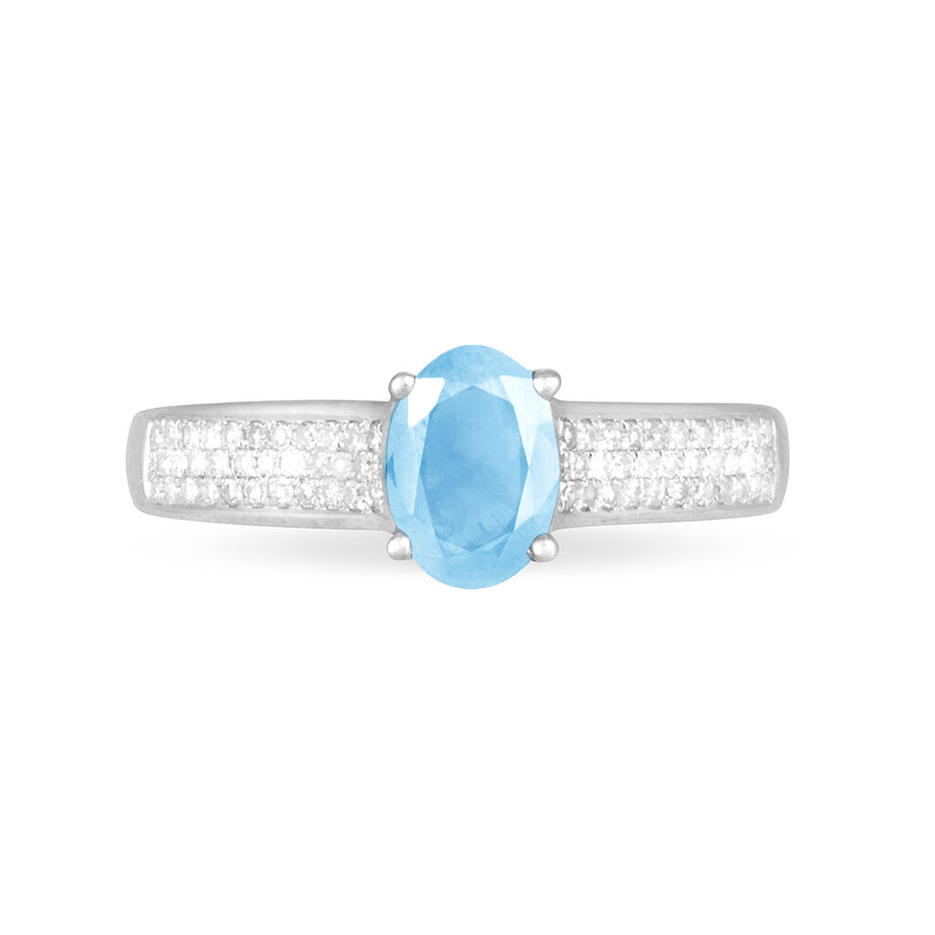 Bague Crista Or Blanc Topaze Et Diamant - Spannringe Damen | OROVIVO