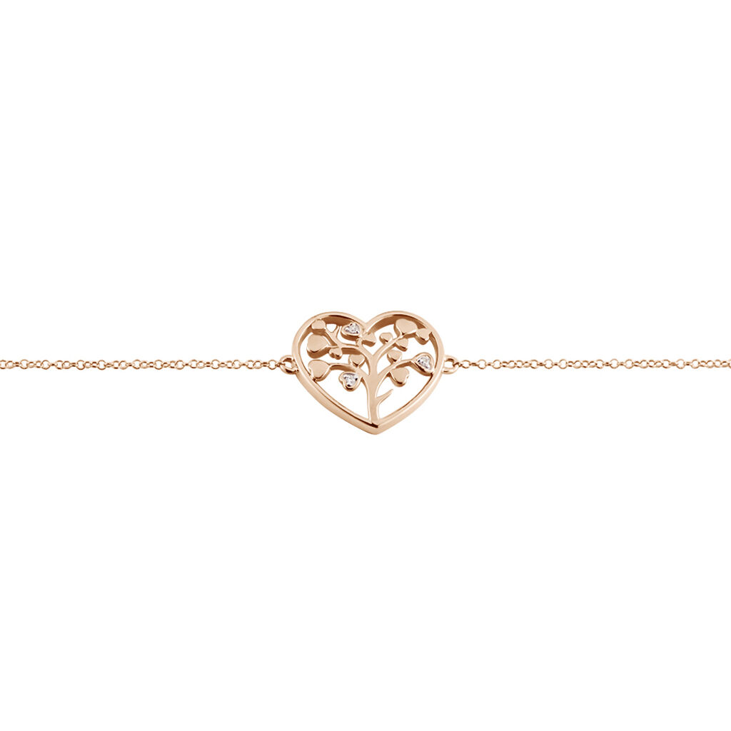 Damen Armband Silber rosevergoldet 925 Diamant 0,01ct Herz Lebensbaum Riana - Armbänder mit Anhänger Damen | OROVIVO