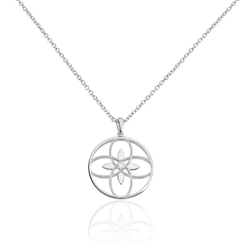 RALICA Damen Collier Silber 925 Zirkonia Wei&szlig; Blume - Halsketten Damen | OROVIVO