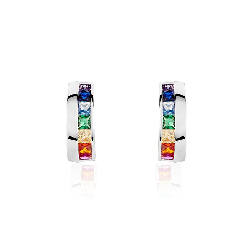 Damen Creolen Silber Silber 925 Zirkonia Violett Barren Tru 15,00mm  - Creolen Damen | OROVIVO