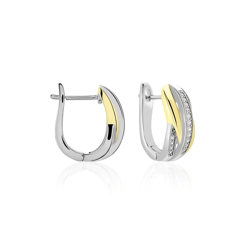 Damen Creolen Silber 925 Bicolor Zirkonia rhodiniert Monica - Creolen Damen | OROVIVO