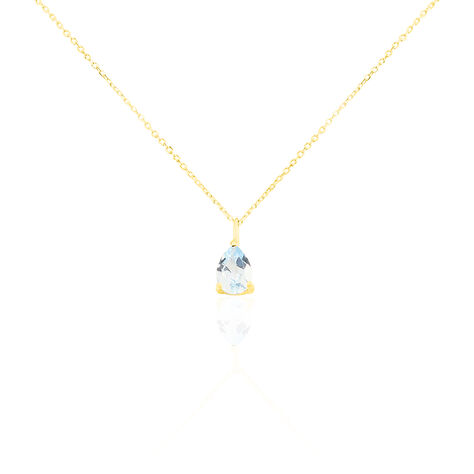 Damen Collier Gold 375 Topas Blau 0,76ct Tropfen Goutte 45cm - Halsketten Damen | OROVIVO