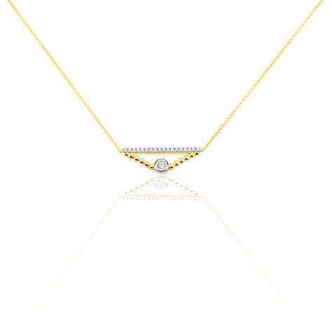 Damen Collier Gold Bicolor 375 Zirkonia Dreieck Lissy 45cm - Halsketten Damen | OROVIVO