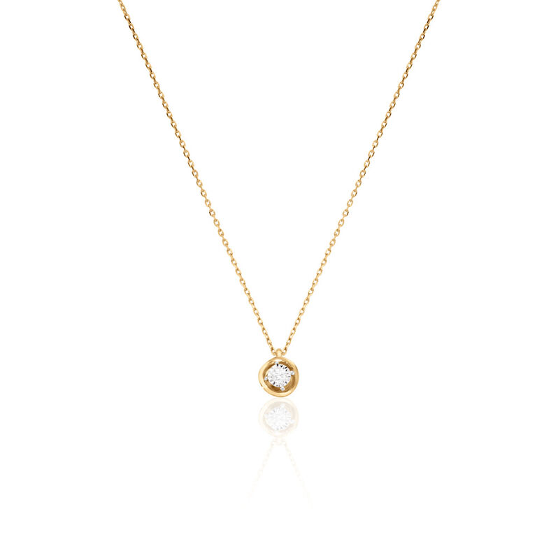 LISELOTTE Damen Collier Gold 375 (9 Karat) Diamant Wei&szlig; 0,04 ct Blume - Halsketten Damen | OROVIVO