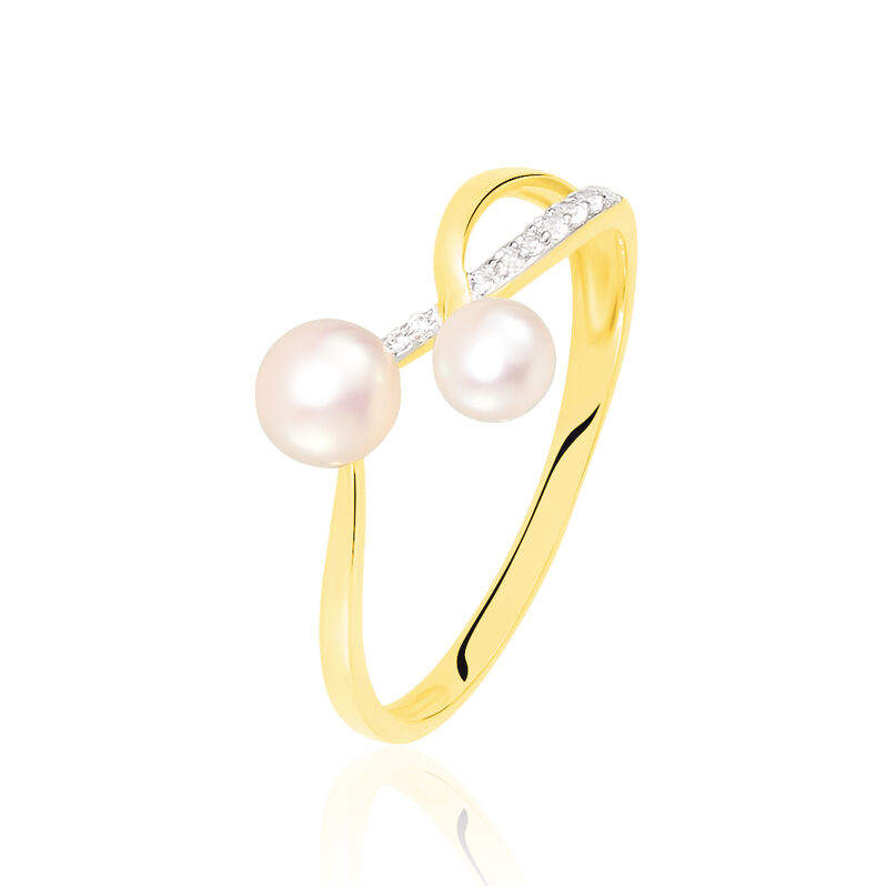 Damenring Gold 375 Zuchtperle Zirkonia  - Ringe mit Stein Damen | OROVIVO