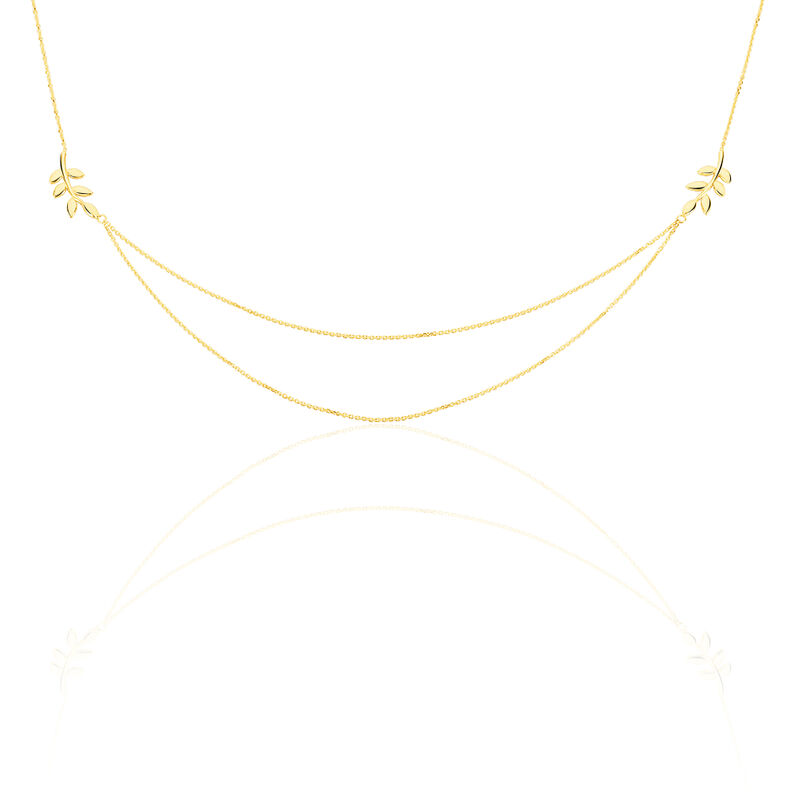 Collier Or Jaune Carla-rose Forme Feuill - Spannringe Damen | OROVIVO