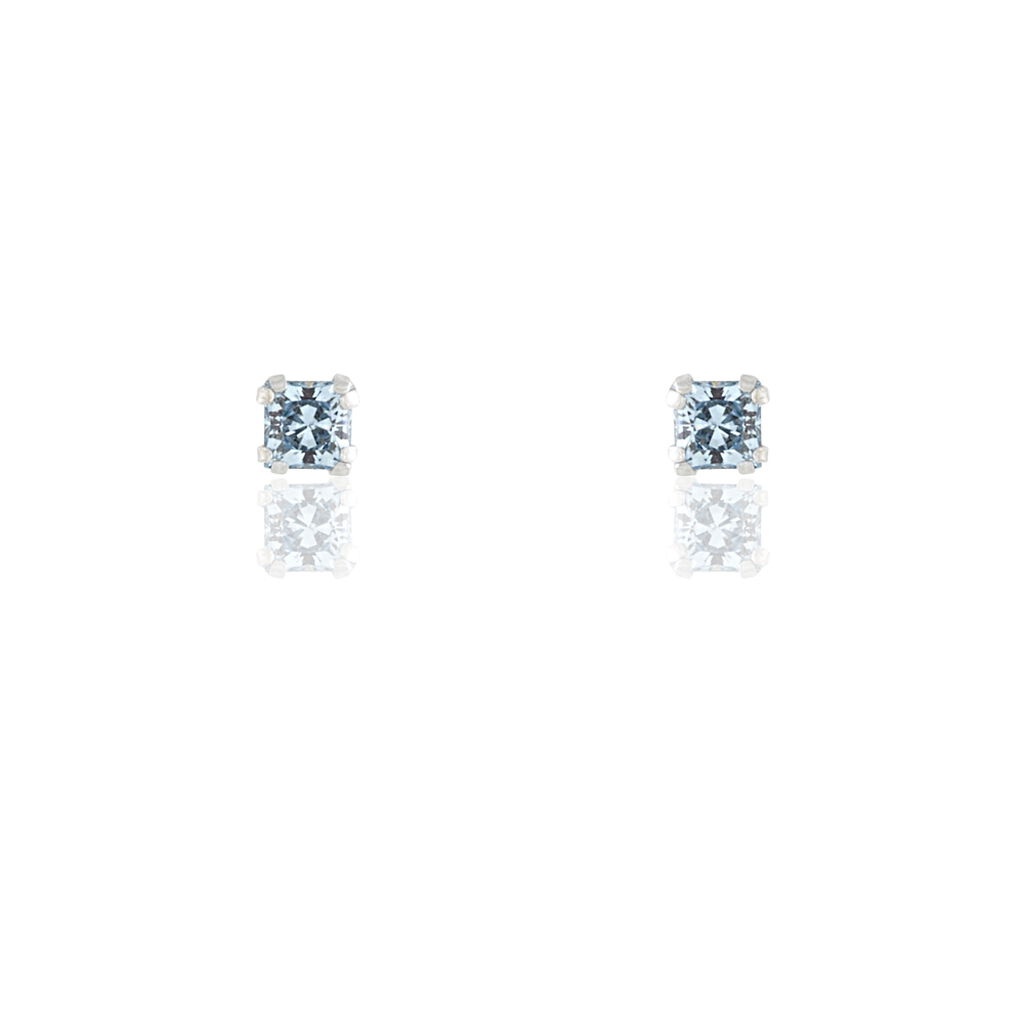 DOREEN CARRE Damen Ohrstecker Wei&szlig;gold 375 (9 Karat) Zirkonia Blau Viereck B 3 mm