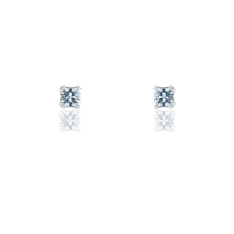 DOREEN CARRE Damen Ohrstecker Wei&szlig;gold 375 (9 Karat) Zirkonia Blau Viereck B 3 mm - Ohrstecker Damen | OROVIVO