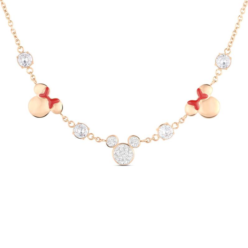 Collana Mickey Mouse & Friends Acciaio Rosa Cristallo - Spannringe Damen | OROVIVO